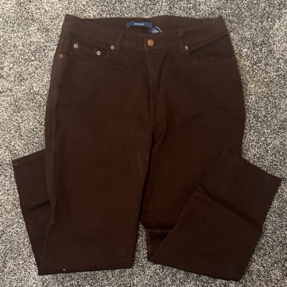 Bill Blass Jeans Petite Dark Brown Straight Leg Jeans